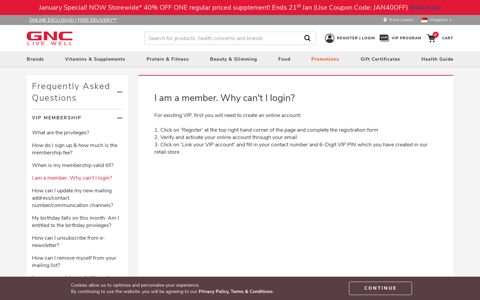 I am a member. Why can't I login? - GNC Singapore