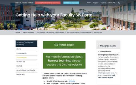 Getting help with your Faculty SIS Portal - East Los Angeles ...
