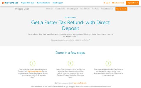 Tax Refund Direct Deposit | Netspend Prepaid Debit Card