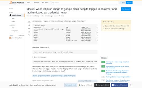 docker won't let push image to google cloud despite logged in ...