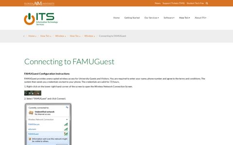 Connecting to FAMUGuest - Information ... - FAMU ITS