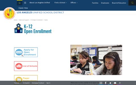 K-12 Open Enrollment / Home