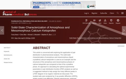 Solid-State Characterization of Amorphous and ...