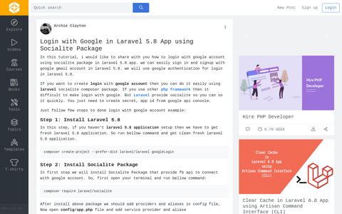 Login with Google in Laravel 5.8 App using Socialite Package