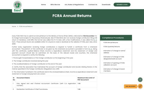 FCRA Annual Returns - FCRA for NGO's