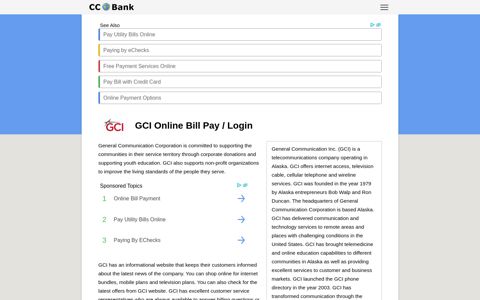 GCI Online Bill Pay / Login - CC Bank