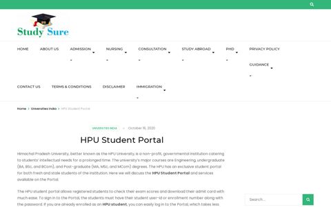 HPU Student Portal- HPU University Admissions & Result ...