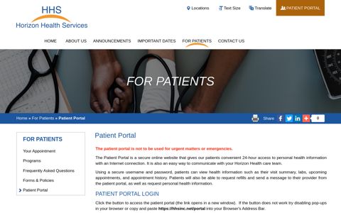 Patient Portal | For Patients | HHS - Horizon Health Services, Inc.