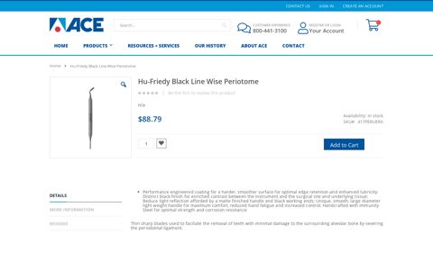 Hu-Friedy Black Line Wise Periotome - ACE Surgical Supply