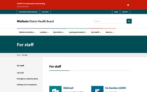 For staff » Waikato District Health Board