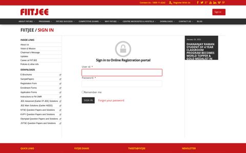 Sign in to Online Registration portal - FIITJEE