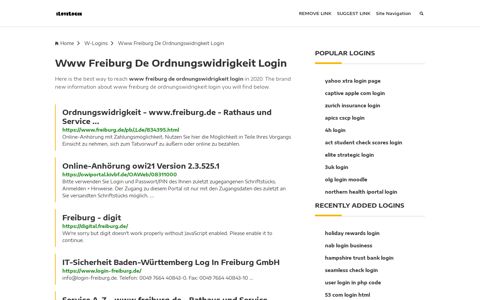 Www Freiburg De Ordnungswidrigkeit Login ❤️ One Click Access
