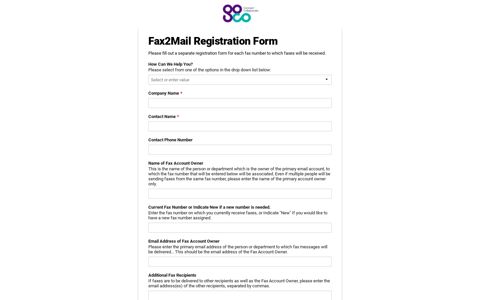 Fax2Mail Registration Form - Smartsheet
