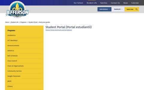 Student Portal (Portal estudiantil) - Jefferson Parish Schools