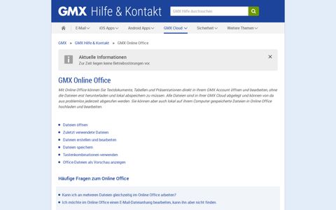 GMX Online Office - GMX Hilfe