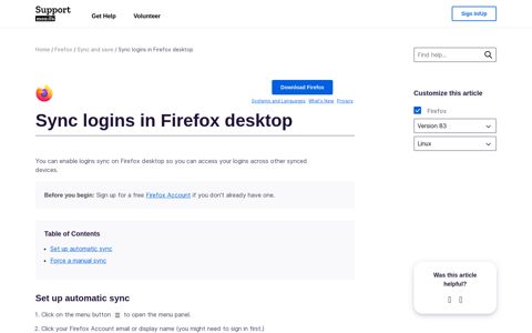 Sync logins in Firefox desktop | Firefox Help - Mozilla Support