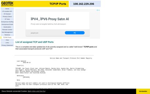 List of TCP/IP Ports - IPinfo.info