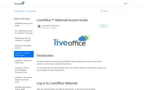 LiveOffice™ Webmail Access Guide – Live Office Support