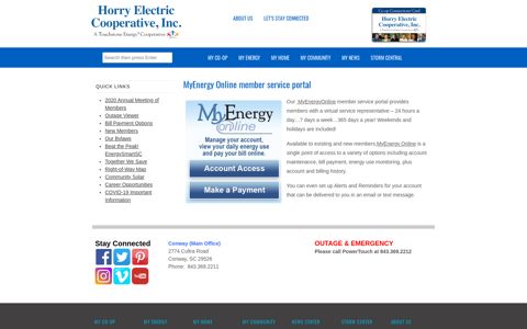 MyEnergy Online member service portal | Horry Electric
