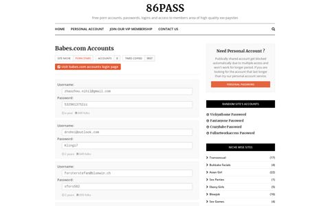 Babes.com Passwords - 86pass