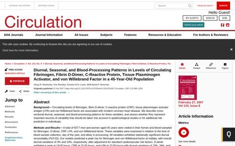 Diurnal, Seasonal, and Blood-Processing Patterns in Levels of ...