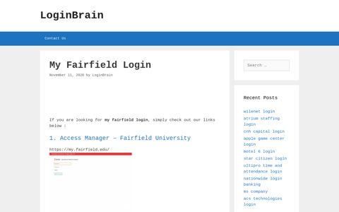 My Fairfield Access Manager - Fairfield University - LoginBrain