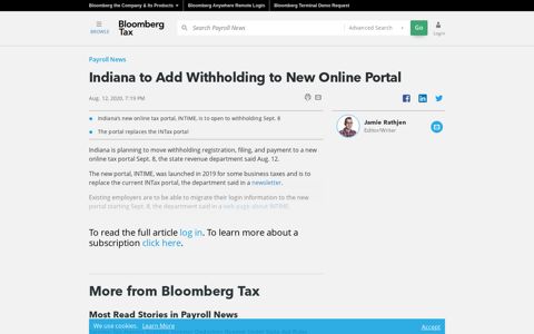 Indiana to Add Withholding to New Online Portal