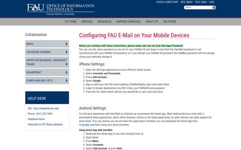 Setting up Outlook to download Owl Mail : Florida Atlantic ...