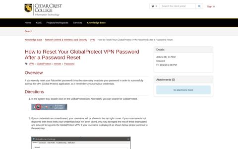 Article - How to Reset Your GlobalPro... - TeamDynamix