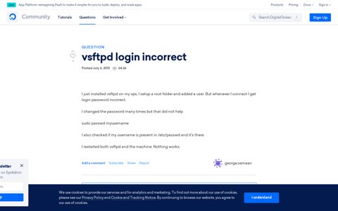 vsftpd login incorrect | DigitalOcean