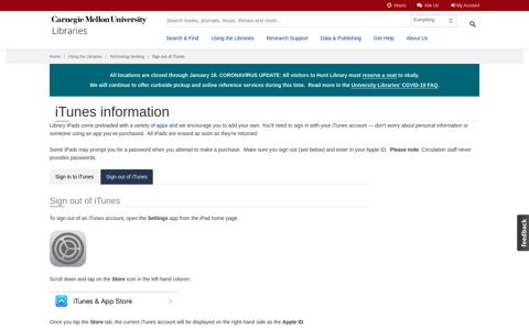 Sign out of iTunes | Carnegie Mellon University Libraries