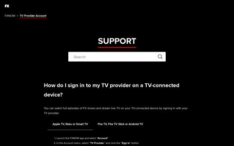 How do I sign in to my TV provider on a TV-connected ... - fxnow