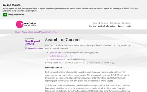 Search for Courses - KentChoices