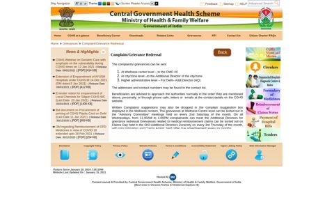 Complaint/Grievance Redressal - CGHS: Central Government ...