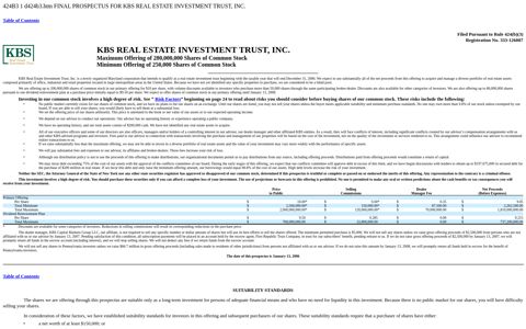 Final Prospectus for KBS Real Estate Investment Trust, Inc.