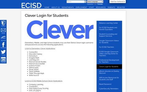 Clever Login for Students – Distance Learning Center ...