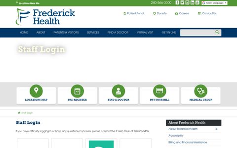 Staff Login | Frederick Memorial Hospital - Frederick Health