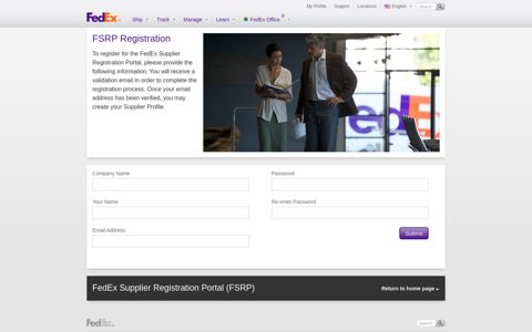 ***FedEx Supplier Registration Portal (FSRP)