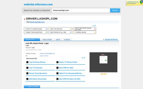 driver.lash3pl.com at WI. Lash 3PL Admin Portal - Login