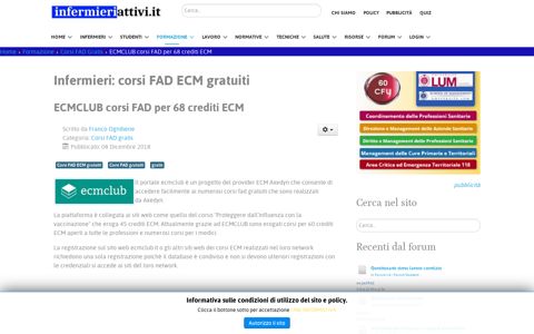 ECMCLUB corsi FAD per 68 crediti ECM - Infermieri-Attivi