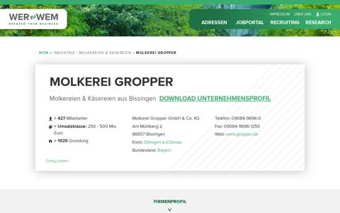 Molkerei Gropper Molkereien & Käsereien aus Bissingen in ...