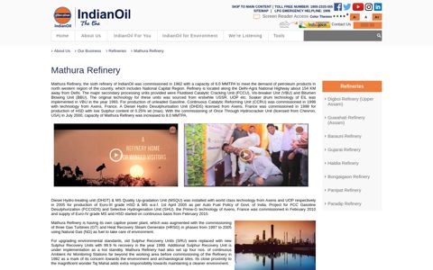 Mathura Refinery | Petroleum Refinery | IndianOil