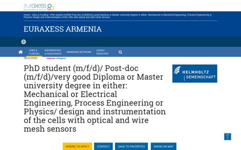 PhD student (m/f/d) - EURAXESS Armenia