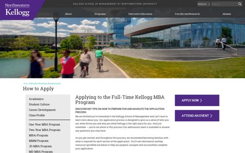 How to Apply for an MBA Full Time Program - Kellogg School ...