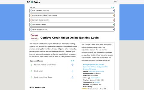 Genisys Credit Union Online Banking Login - CC Bank
