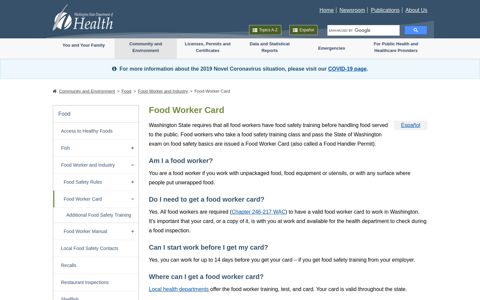 Food Worker Card :: Washington State Department of Health
