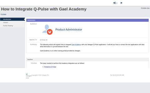 How to Integrate Q-Pulse with Gael Academy - Ideagen PLC