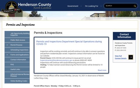 Permits & Inspections | Henderson County North Carolina