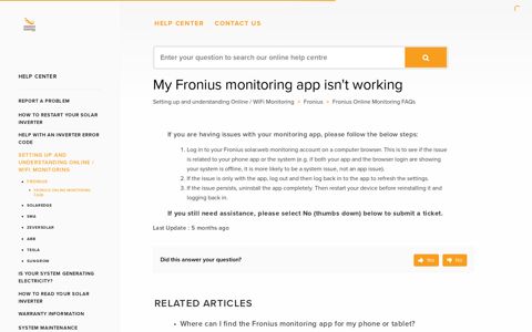 My Fronius monitoring app isn't working - Infinite Energy