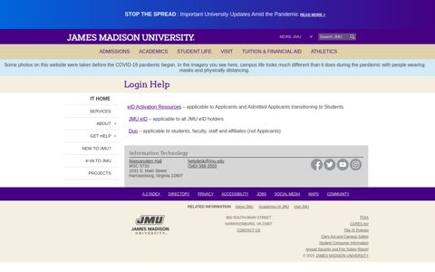 Login Help - James Madison University